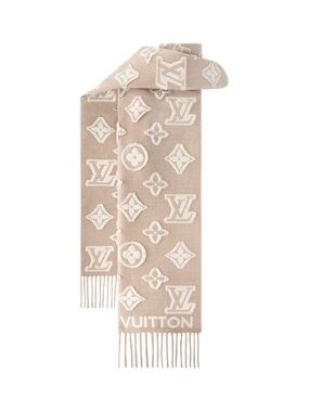 Authentic Louis Vuitton “3D LV” wool monogram scarf